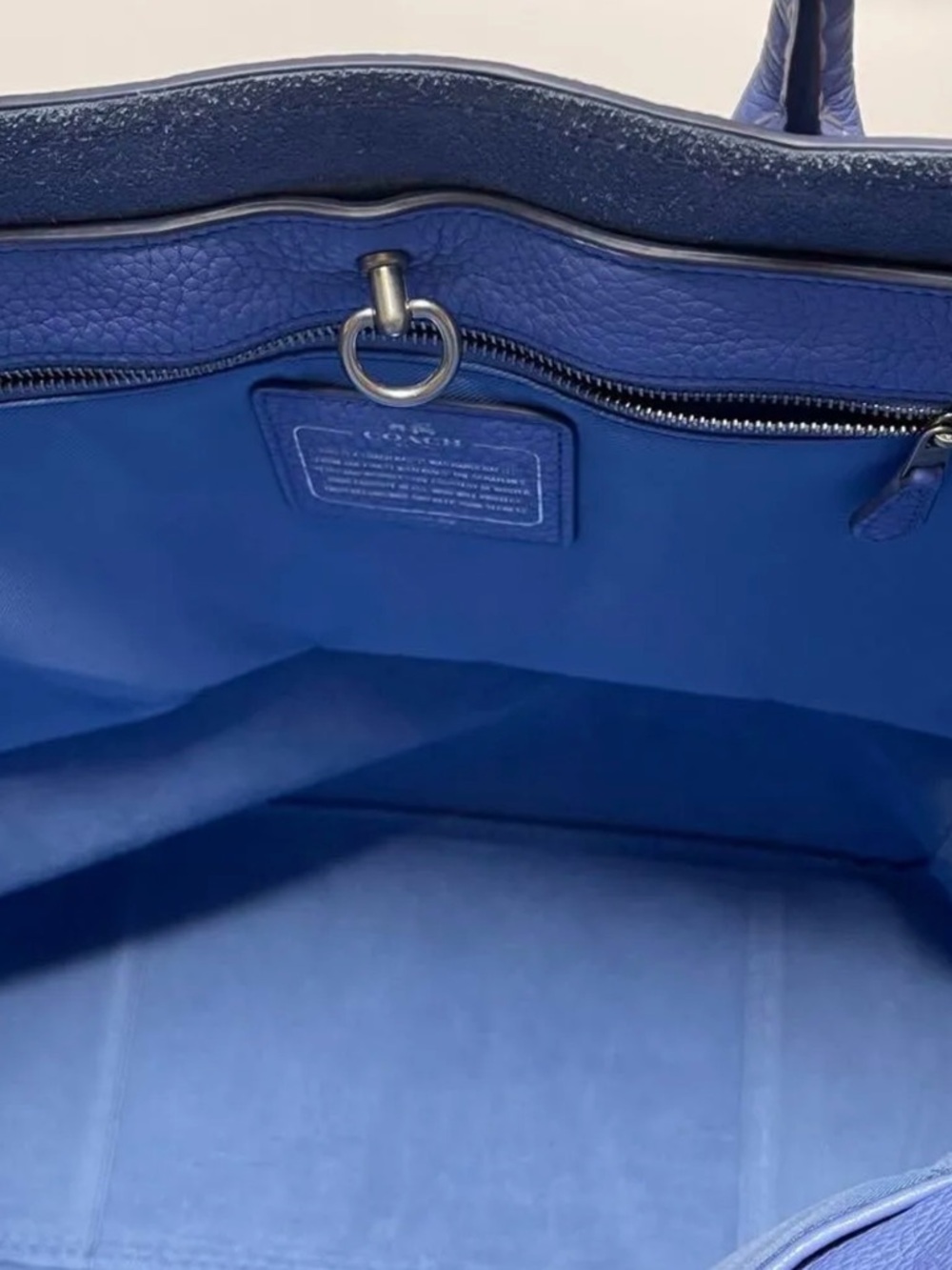 Coach Bag Blue Leather Tote with Painted Creature Motif - Picture 7 of 12